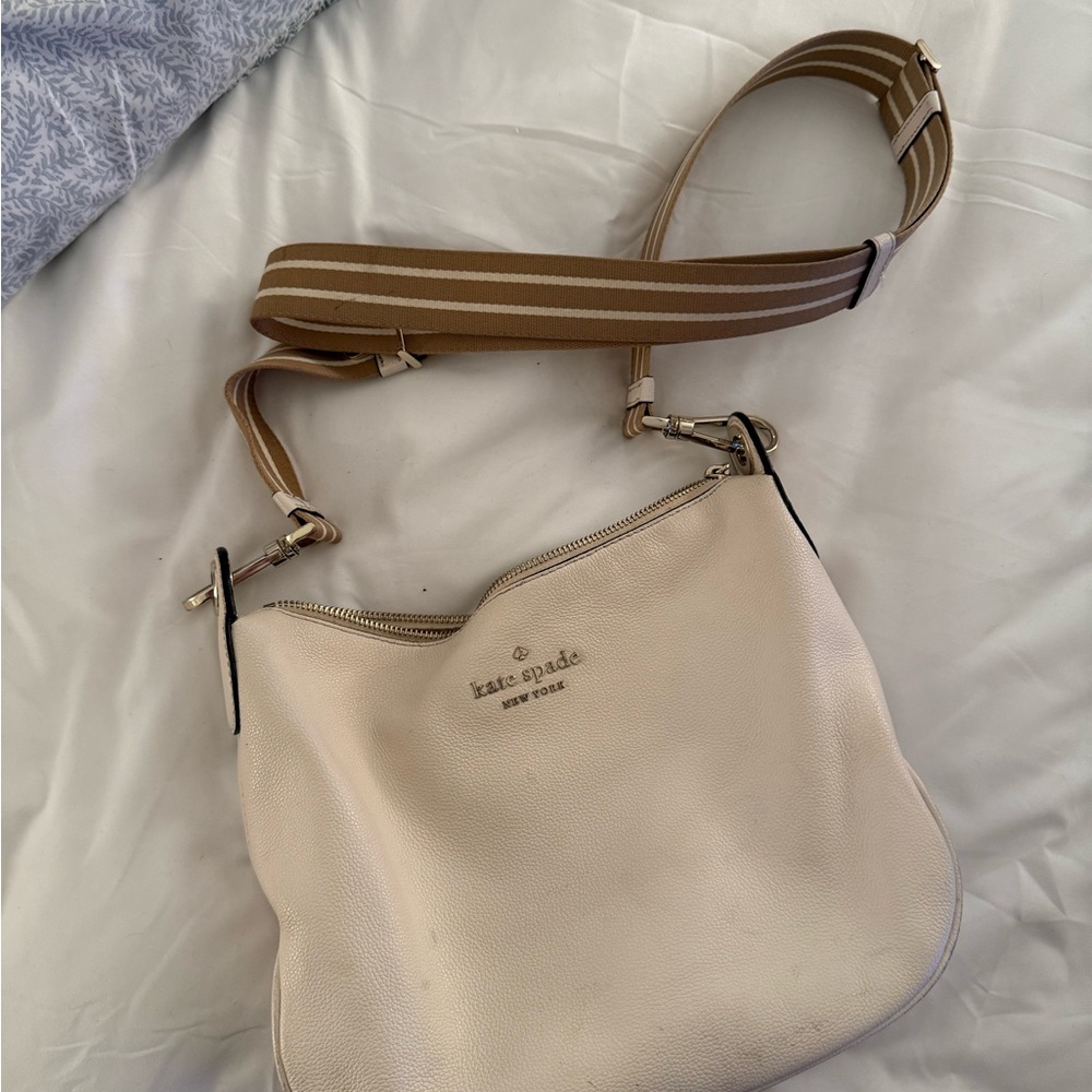 Kate Spade Beige Shoulder Bag with Tan Strap